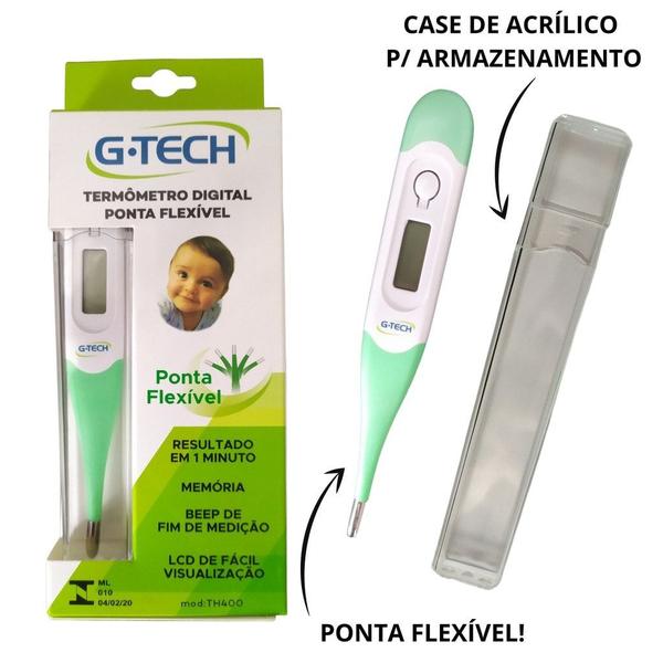 Termômetro Digital Axilar Clínico Ponta Flexível Com Beep Cor Verde G-Tech - GTECH Imagem de Termômetro Digital Axilar Clínico Ponta Flexível Com Beep Cor Verde G-Tech