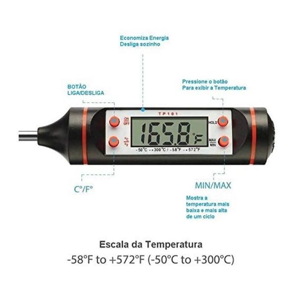 Imagem de Termômetro Digital Culinário Alimentos Bebidas