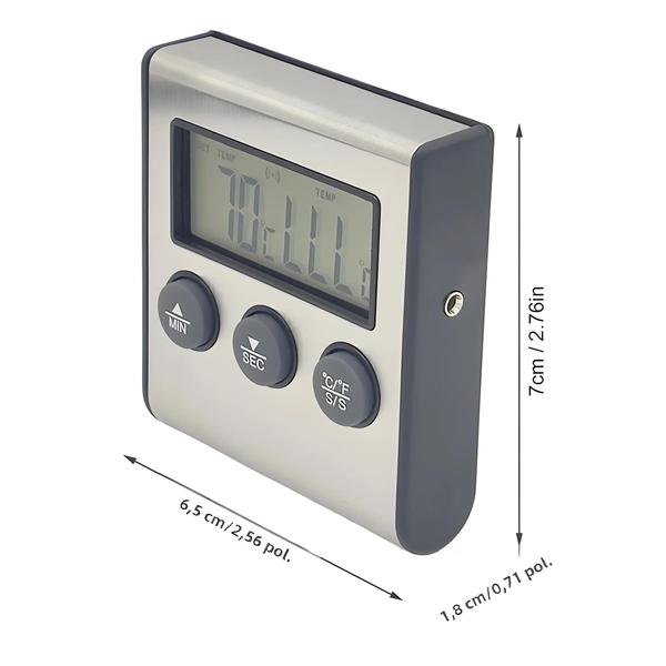 Imagem de Termômetro Digital de Carne para Cozinha - Com Sonda para Churrasco, Forno e mais