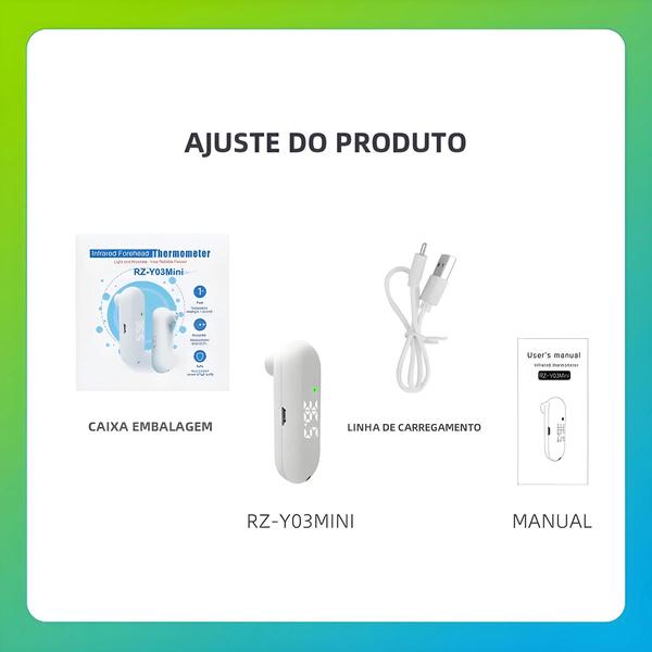 Termômetro Digital de Testa Infantil - Sem Contato, Recarregável via USB Imagem de Termômetro Digital de Testa Infantil - Sem Contato, Recarregável via USB