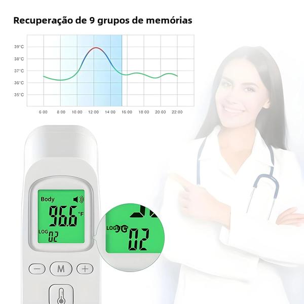 Imagem de Termômetro Digital de Testa Sem Contato - Infravermelho para Bebês e Adultos