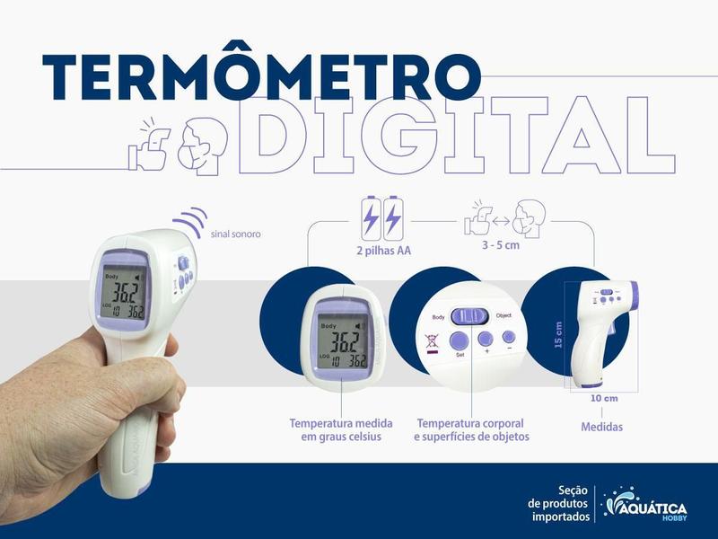 Termômetro Digital Febre Testa, Corporal - Infrared Imagem de Termômetro Digital Febre Testa, Corporal