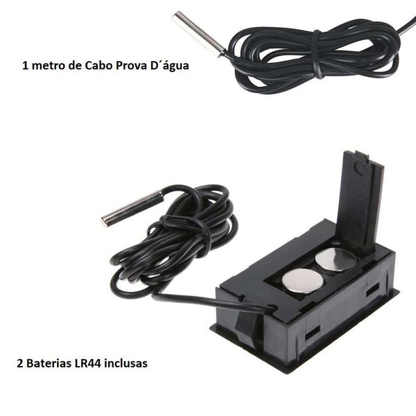 Termômetro Digital Geladeira Freezer Chocadeira Cooler Aquário Cabo Sensor Externo + Pilha Bateira - FREE STORE Imagem de Termômetro Digital Geladeira Freezer Chocadeira Cooler Aquário Cabo Sensor Externo + Pilha Bateira