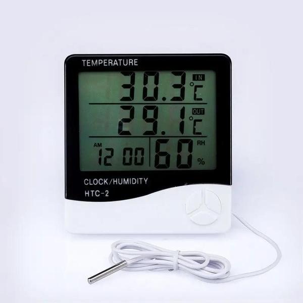 Termômetro Digital LCD HTC-2 com Medidor de Umidade - Interno e Externo Imagem de Termômetro Digital LCD HTC-2 com Medidor de Umidade - Interno e Externo