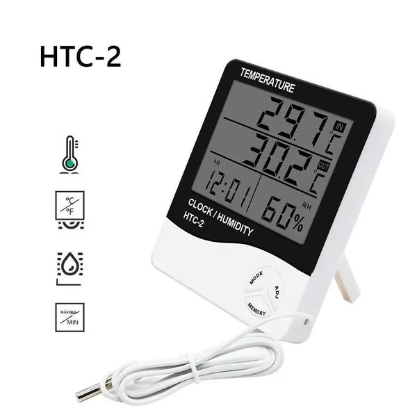 Termômetro Digital LCD HTC-2 com Medidor de Umidade - Interno e Externo Imagem de Termômetro Digital LCD HTC-2 com Medidor de Umidade - Interno e Externo
