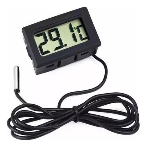 Imagem de Termometro digital lcd sensor temperatura sonda culinario geladeira freezer ambiente aquario chocadeira adega 1 metro mu