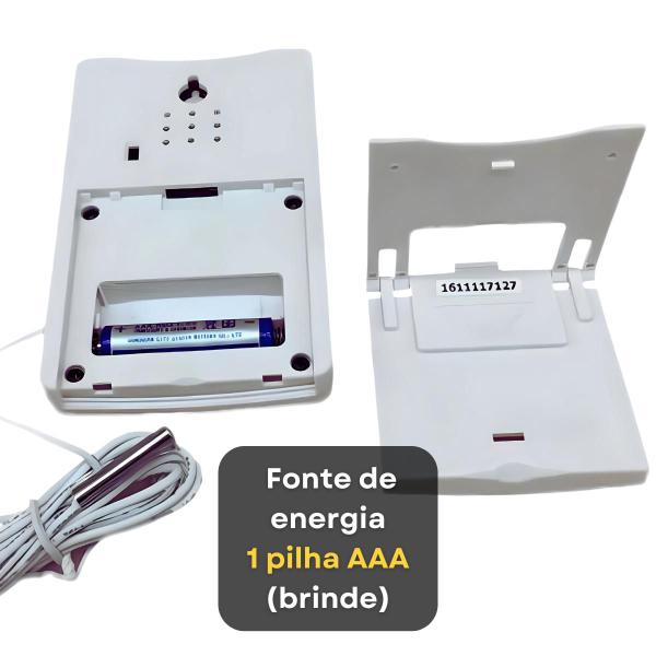 Imagem de Termômetro Digital Temperatura Máxima e Mínima Interno e Externo com Alarme Cabo 1,8 metros e Certificado de Calibração
