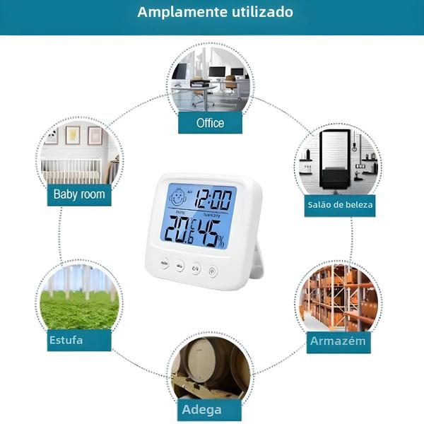 Imagem de Termômetro e Higrômetro Digital LCD para Quarto de Bebê - Com Backlight