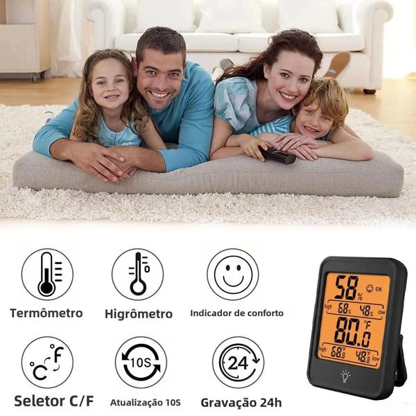 Imagem de Termômetro e Higrômetro Digital LCD Portátil com Imã - Monitor de Temperatura e Umidade para Casa