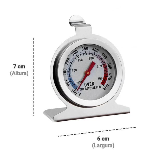 Imagem de Termômetro Forno Analógico 300 Alta Qualidade Inox Com Base