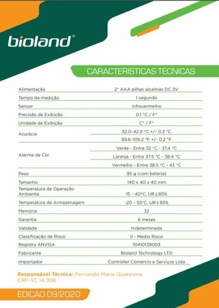 Imagem de Termômetro Infravermelho Digital Sem Contato Bioland E127