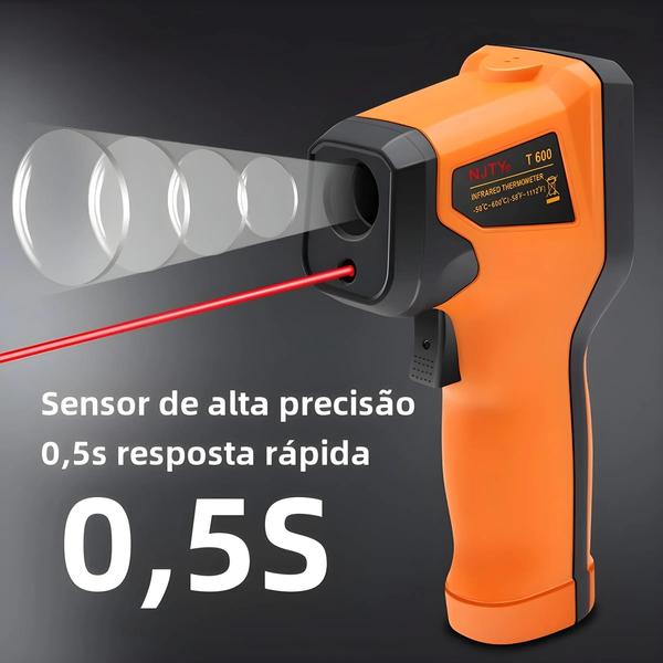 Imagem de Termômetro Laser Digital Infravermelho Sem Contato com Higrômetro e Alarme