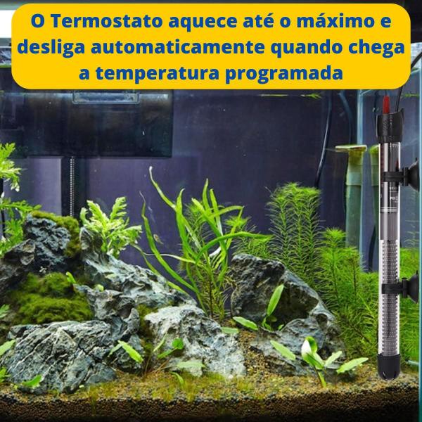 Imagem de Termostato com aquecedor 50w 110v para aquarios até 50 litros aquatank hobby