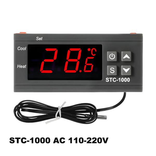 Imagem de Termostato Controlador De Temperatura LED Digital 2 Relés Sonda Sensor NTC 12V 24V Aquecimento E