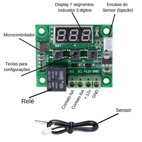 Imagem de Termostato Digital E Controlador De Temperatura W1209 Arduino Chocadeira Aquário