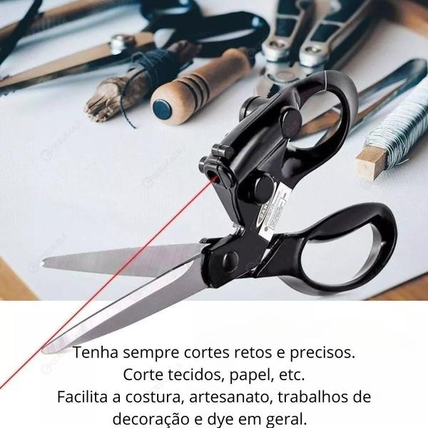 Imagem de Tesoura Com Guia Laser Para Corte Preciso Costura Artesanato