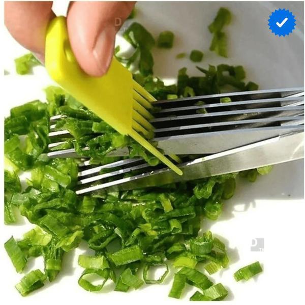 Imagem de Tesoura Cozinha Cortar Picar Hortaliças Verduras 5 Lâminas