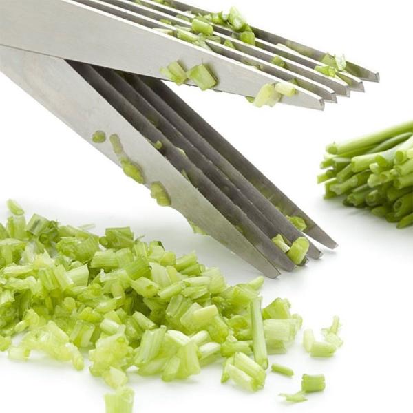 Tesoura Cozinha Inox 5 Lâminas Aço Inox Profissional Grande Para Picar Alimentos Legumes Temperos Ervas - Loja nova Imagem de Tesoura Cozinha Inox 5 Lâminas Aço Inox Profissional Grande Para Picar Alimentos Legumes Temperos Ervas
