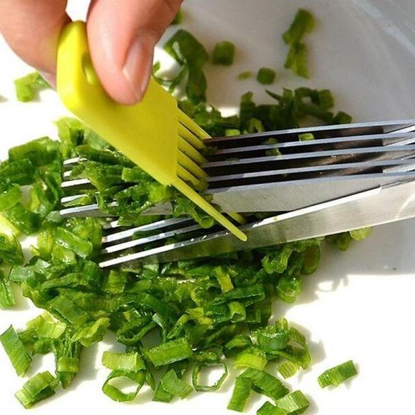 Tesoura Cozinha Inox 5 Lâminas Aço Inox Profissional Grande Para Picar Alimentos Legumes Temperos Ervas - Loja nova Imagem de Tesoura Cozinha Inox 5 Lâminas Aço Inox Profissional Grande Para Picar Alimentos Legumes Temperos Ervas
