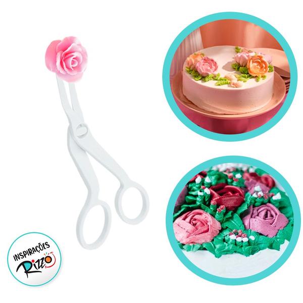 Imagem de Tesoura de Confeitaria - Para Rosas de Glacê  - 13,5cm - 1 unidade - Silver Plastic  - Rizzo