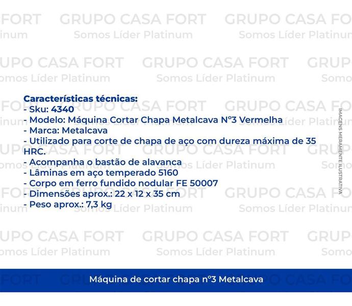 Imagem de Tesoura De Cortar Chapas Número 3 Com Alavanca Metalcava