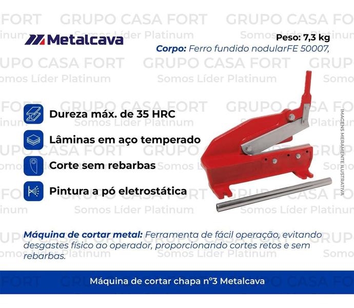 Imagem de Tesoura De Cortar Chapas Número 3 Com Alavanca Metalcava