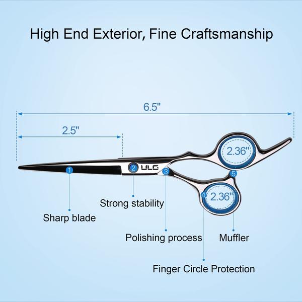 Imagem de Tesoura de corte de cabelo, kit de tesouras de desbaste ULG de 6,5 polegadas
