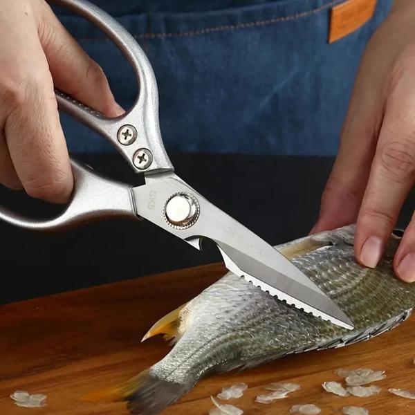 Imagem de Tesoura De Cozinha Multiuso Culinária Inox Abridor De Garrafa Cortador De Legumes Frango Descamador