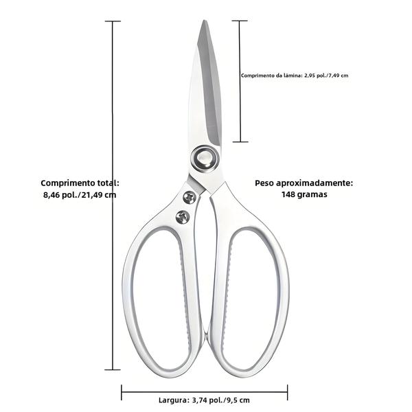 Imagem de Tesoura de Cozinha Multiuso em Aço Inoxidável - Resistente e com Aderência