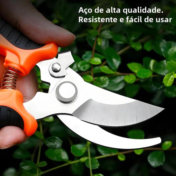 Imagem de Tesoura de Poda de Aço Inoxidável em Formato de Bico de Pássaro - Ferramenta de Horticultura