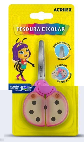 Tesoura Escolar Joaninha Sortida Acrilex Imagem de Tesoura Escolar Joaninha Sortida Acrilex