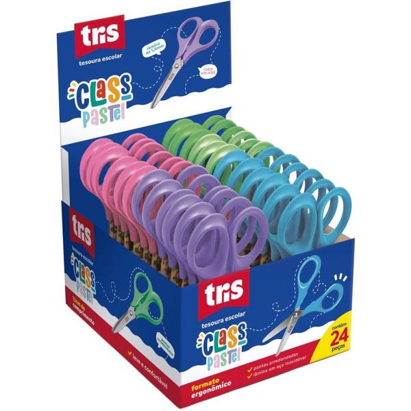 Imagem de Tesoura Escolar TRIS CLASS 13CM Cores Pastel