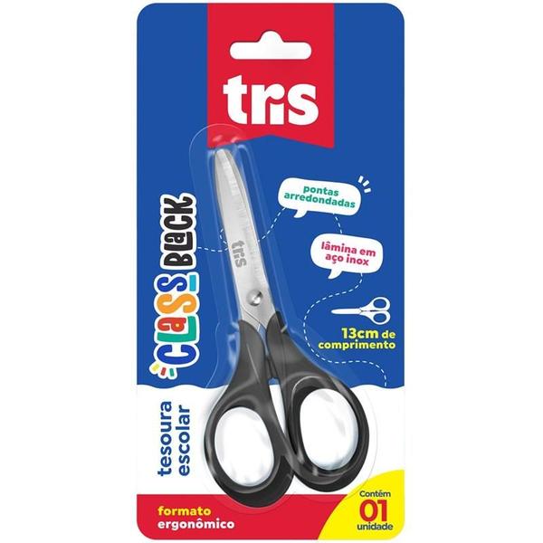 Imagem de Tesoura escolar tris class black 13cm summit