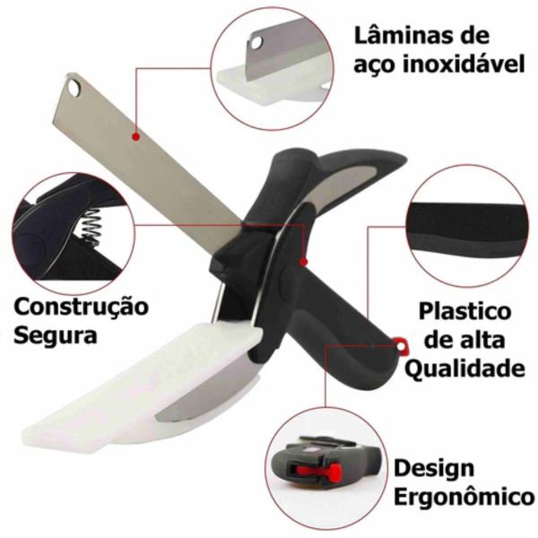 Imagem de Tesoura Faca Fatiador Picador Legumes Smart Cutter