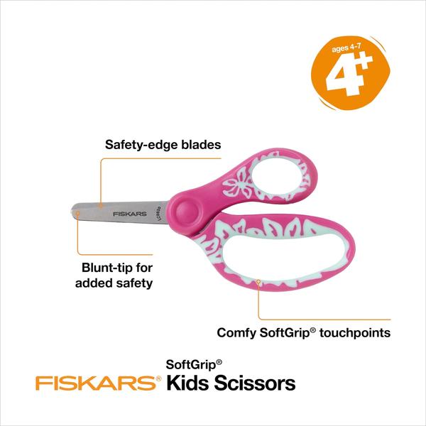 Imagem de Tesoura Fiskars 5 Blunt-Tip para crianças de 4 a 7 anos, na escola ou no artesanato