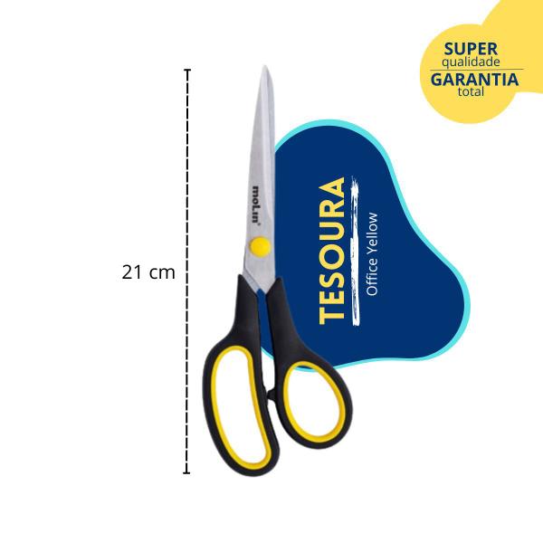 Imagem de Tesoura Grip Multiuso Office Yellow 21cm Preto Amarelo Molin