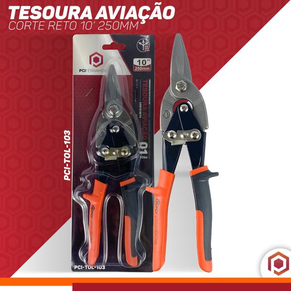 Imagem de Tesoura Manual Para Cortar Chapa Corte Reto Profissional 10'