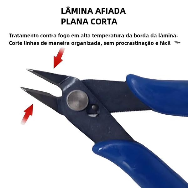 Imagem de Tesoura Modelo Azul 170 (10 Peças) - Alicate Eletrônico Diagonal e Alicate de Bico para Corte de Plástico