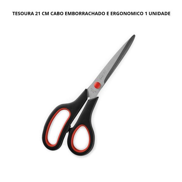 Imagem de Tesoura multi uso cabo preto emborrachado 21cm blister  brw