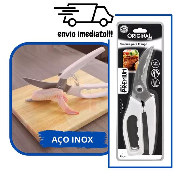 Imagem de Tesoura para Frango Cortar Aves Carnes e Frango Assado Inox - Cozinha - Trinchar Cortar Frango Carne - Premium