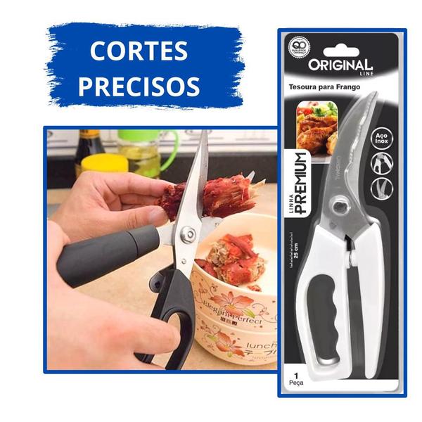 Imagem de Tesoura para Frango Cortar Aves Carnes e Frango Assado Inox - Cozinha - Trinchar Cortar Frango Carne - Premium