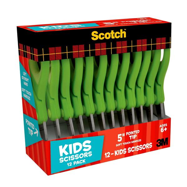 Imagem de Tesoura Scotch 5 Soft Touch Blunt Tip Kids 12 unidades, verde