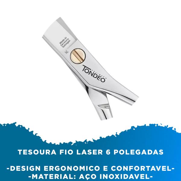 Imagem de Tesoura Tondeo Corte Profissional Fio Laser 6'' Aço Inox