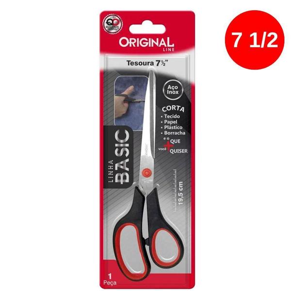 Tesoura Uso Geral em Aço Inox com Cabo Plástico 7 1/2" 19,5cm Basic SL0086 - ORIGINAL Imagem de Tesoura Uso Geral em Aço Inox com Cabo Plástico 7 1/2" 19,5cm Basic SL0086 - ORIGINAL