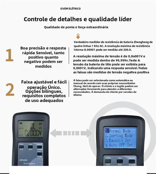 Imagem de Testador de Bateria de Lítio de Alta Precisão YR1030/YR1035 Plus - 4 Fios - 100V