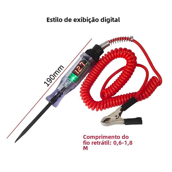 Imagem de Testador de Circuito Universal para Carro e Caminhão 6V/12V/24V - Lâmpada de Teste com Sonda