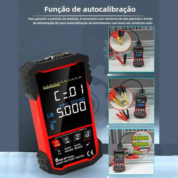 Imagem de Testador de Resistência Interna de Bateria - 500Ω, 4 Fios Kelvin, 120V - Para Baterias de Chumbo-Ácido