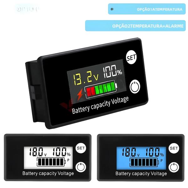 Imagem de Testador de Voltagem Digital LCD 12V-100V - Indicador de Capacidade da Bateria