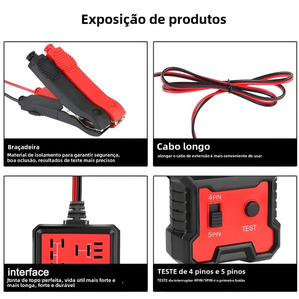 Imagem de Testador Universal de Relé de Carro 12V - Verificador de Bateria Automotiva