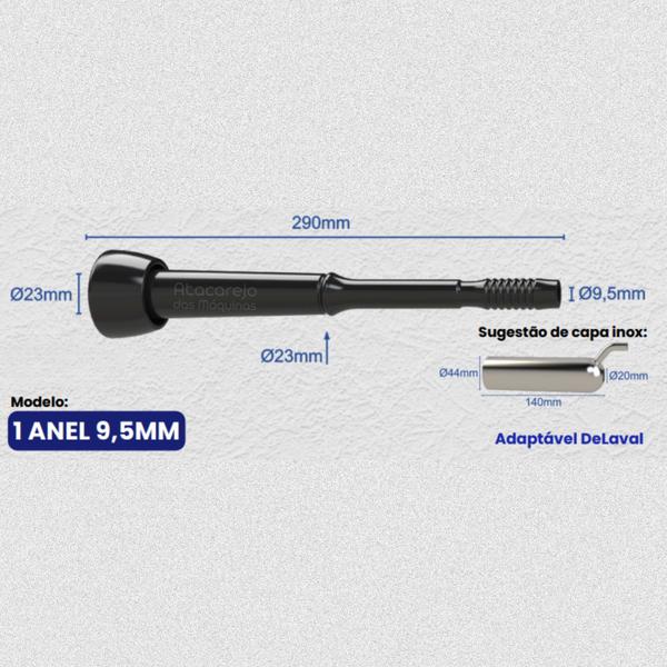 Imagem de Teteira De Ordenha 8un 1 Anel 9,5mm Conjunto Ordenhadeira Vaca Leite Adaptável DeLaval Politec